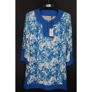 CABANA LIFE FLORAL PRINT BLUE WHITE TUNIC DRESS SIZE SMALL WOMEN'S NWT